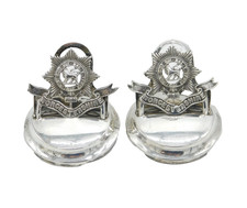 Pair of Sterling Silver Worcestershire Regiment Place Settings Antique 1911