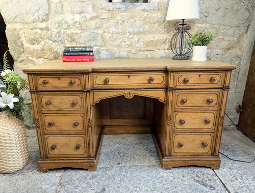 Victorian ash pedestal desk - victorian,