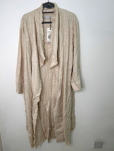 Zara beige linen open front - zara,