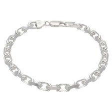 New Sterling Silver Diamond-Cut Cable Link 8.5" Bracelet 216mm(8.5") Silver F...