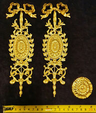 PAIR DECORATIVE MOULDING ANTIQUE GOLD GILT WHITE WALL FURNITURE DECORATION