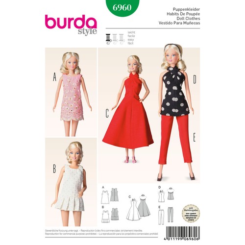 Burda 6960 dolls clothes - burda,