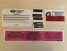 Range Rover 3.9 - 4.2 1994-95 Softdash Bonnet Slam Panel Labels