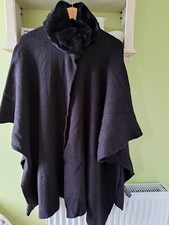 marks and spencer Black Cape with fur trim neck. One size. Brand new.