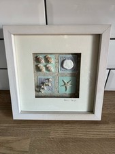 Sea Shells & Starfish Sand Dollar 3D Box Frame Cream - Beach House Coastal Decor