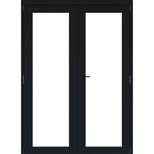 1445mm Pre-finished black Contemporary 1 Lite Internal French doors Clear glass