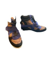 Ash Bowie Wedge High Top Trainer Black Blue and Beige Suede UK Size 5 Eur 39
