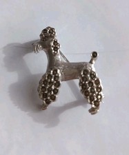Poodle Dog Brooch Silver Tone