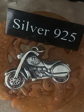 Silver motorbike pendant - silver, on
