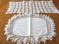 2 Vintage Assorted  White Linen /Hand Crochet Doilies.