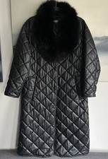 ZARA FAUX LEATHER women quilted puffer jacket coat black/ midi maxi long size XS