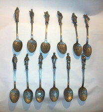 Franklin Mint Charles Dickens A Christmas Carol Set Of 12 Pewter Spoons