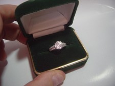 Vintage solid Silver Ring-rare super marigold cut-sparkling diamonique size j1/2