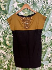 Monsoon Petite black and gold dress with beading size 10
