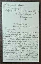 1870 City of Glasgow Union Railway Co. Financial Letter Dumfries