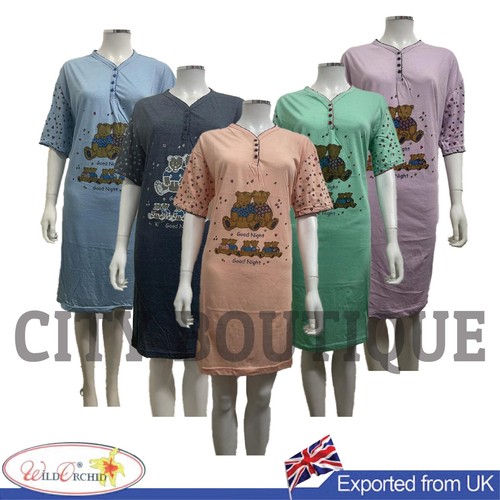 Ladies button nightdress open - ladies,