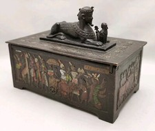 Vtg c1920 Franz Bergmann Austrian Egyptian Sphinx Bronze Cigarette Jewellery Box