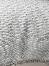 LARGE VINTAGE WHITE COTTON CHENILLE FRINGED CANDLEWICK BEDSPREAD 94” x 100”