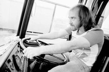 Pete Agnew of Scottish rock band Nazareth on the tour bus en route- Old Photo