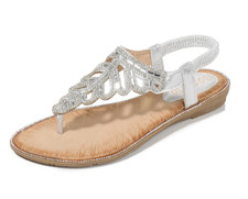 Women Ladies Diamante Toe Post