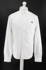 MAISON KITSUNÉ MENS SHIRT BUTTON DOWN WHITE FOX PATCH SIZE 41 RRP £97 AD