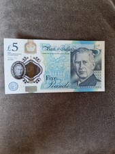 King Charles III UK £5 Pound Note Serial CA01, Polymer, GB