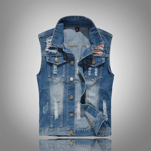 Mens sleeveless denim jacket - sleeveless,