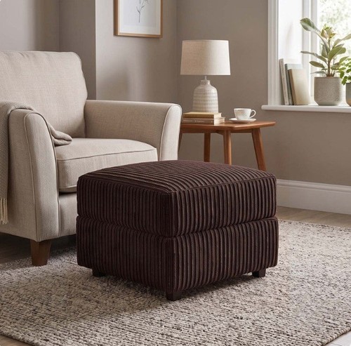 Brown fabric footstool - brown,
