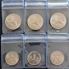 1968 Uncirculated 5p  10p Coins 3x Large Five Pence 3x Large Ten Pence Coins UNC