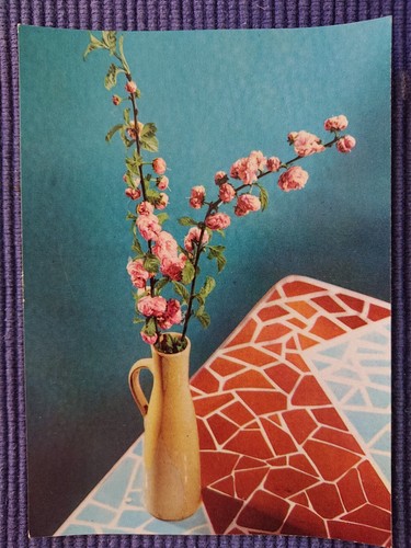 Vintage postcard ceramic vase - postcard,