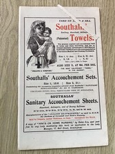 1901 Antique Advert, Southwell,s Towels, Sanitary Accouchement Sheets Etc