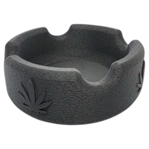 Black round ceramic ashtray - ceramic,