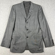 Gucci Wool Sport Coat Blazer 42R Mens Grey Plaid Suit Jacket Formal Three Button