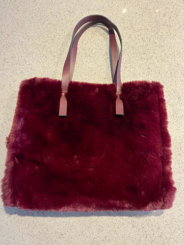Burgundy next faux fur tote - next,