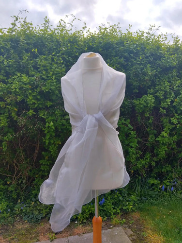 Silver shimmer organza shawl - organza,