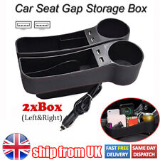Car Charger Seat Gap Storage Box Organizer Filler Phone Key Cup Holder Dual USB
