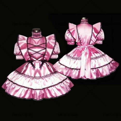 Sissy maid satin pink dress - sissy,