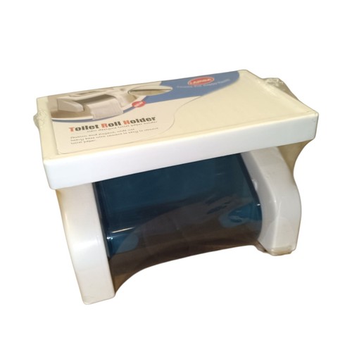 Blue toilet roll holder with - toilet,