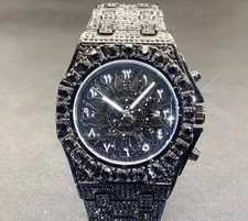 Luxury Hip Hop Ice out Men's Watch Iced Bling Black Waterproof Diamond