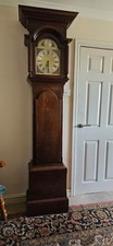 Vintage “Tempus Fugit” Grandfather Clock – Mahogany Longcase, Brass Dial