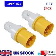 2PCS 110V 16A 3 PIN Yellow