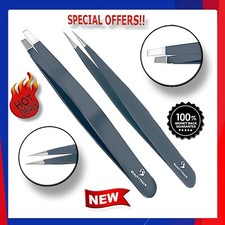 Sharp Stainless Steel Eyebrow Plucking Hair Removal INGROWN Beauty Tweezers Set