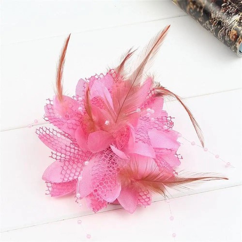 Flower feather bead corsage - feather,