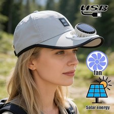 Solar Fan Hat Working Outdoors
