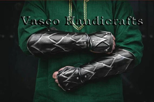 Medieval black bracers with - medieval,