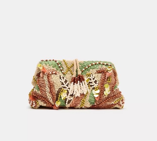 Zara beaded printed - pouch, bag