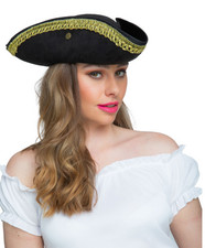 Deluxe Pirate Hat Black & Gold