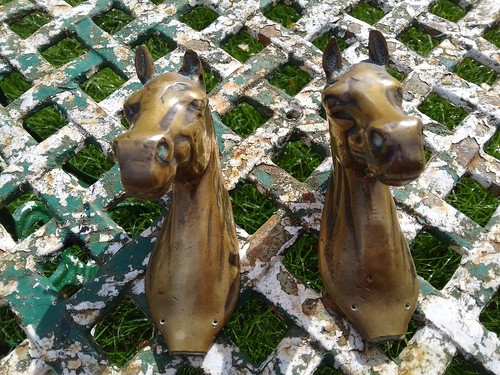 Vintage brass horse head - horse, wall