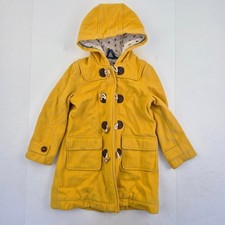 BODEN Duffle Coat 6-7 Years Yellow Girls Hooded Wool Blend Button Autumn Wear