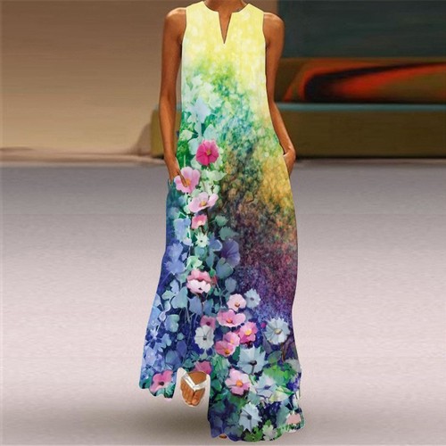 Womens holiday boho maxi - holiday, dress